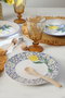 Hermia Set de Servir Pasteles de 4 piezas en Cerámica, 20 cm, Blanco, Azul Marino y Amarillo